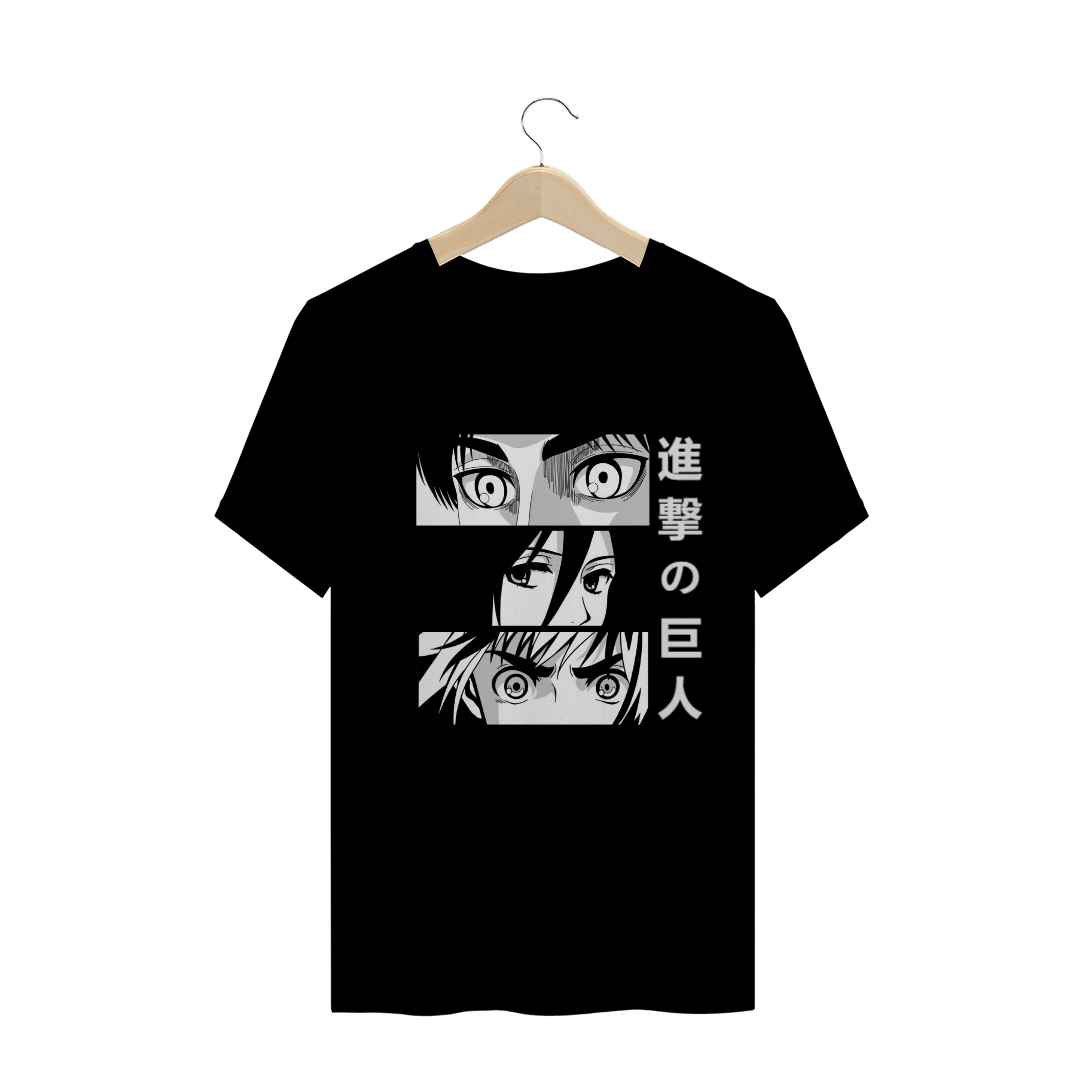 T-Shirt Attack On Titan - Eren, Mikasa e Armin