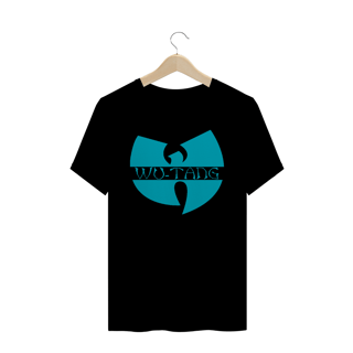 Camiseta de Malha Quality Wu Tang Clan Logo Texto Tradicional Azul