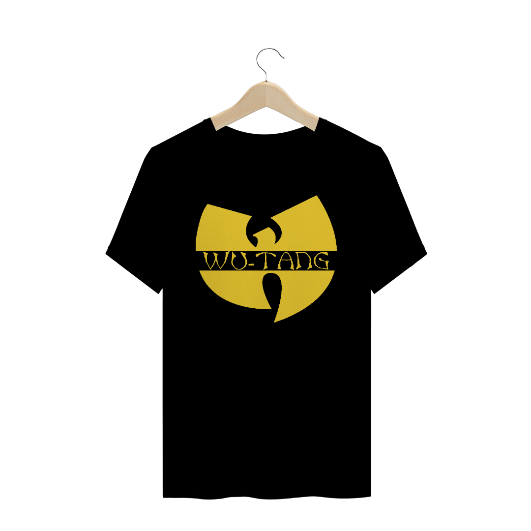 Nome do produto: Camiseta de Malha Quality Wu Tang Clan Logo Texto Tradicional Amarelo Claro