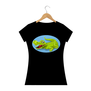 Nome do produto Camiseta Baby Long Feminina Quality Estampa Jacaré Sorrindo