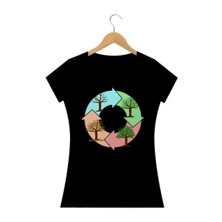 Nome do produto Camiseta Baby Long Quality Feminina Estampa Ciclo de vida das árvores