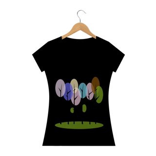 Nome do produto Camiseta Baby Long Quality Feminina Estampa Desenho Árvores Coloridas