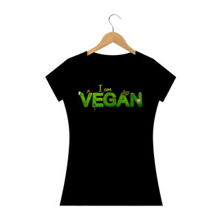 Nome do produto Camiseta Baby Long Quality Estampa Frase I am VEGAN