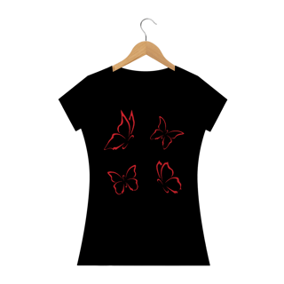 Nome do produto Camiseta Baby Long Quality Estampa Desenho com 4 Borboletas