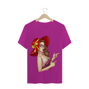 Nome do produtoCamiseta mulher chapéu vermelho 60s