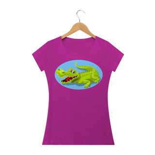 Nome do produto Camiseta Baby Long Feminina Quality Estampa Jacaré Sorrindo