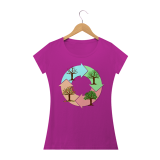 Nome do produto Camiseta Baby Long Quality Feminina Estampa Ciclo de vida das árvores