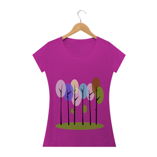 Nome do produto Camiseta Baby Long Quality Feminina Estampa Desenho Árvores Coloridas