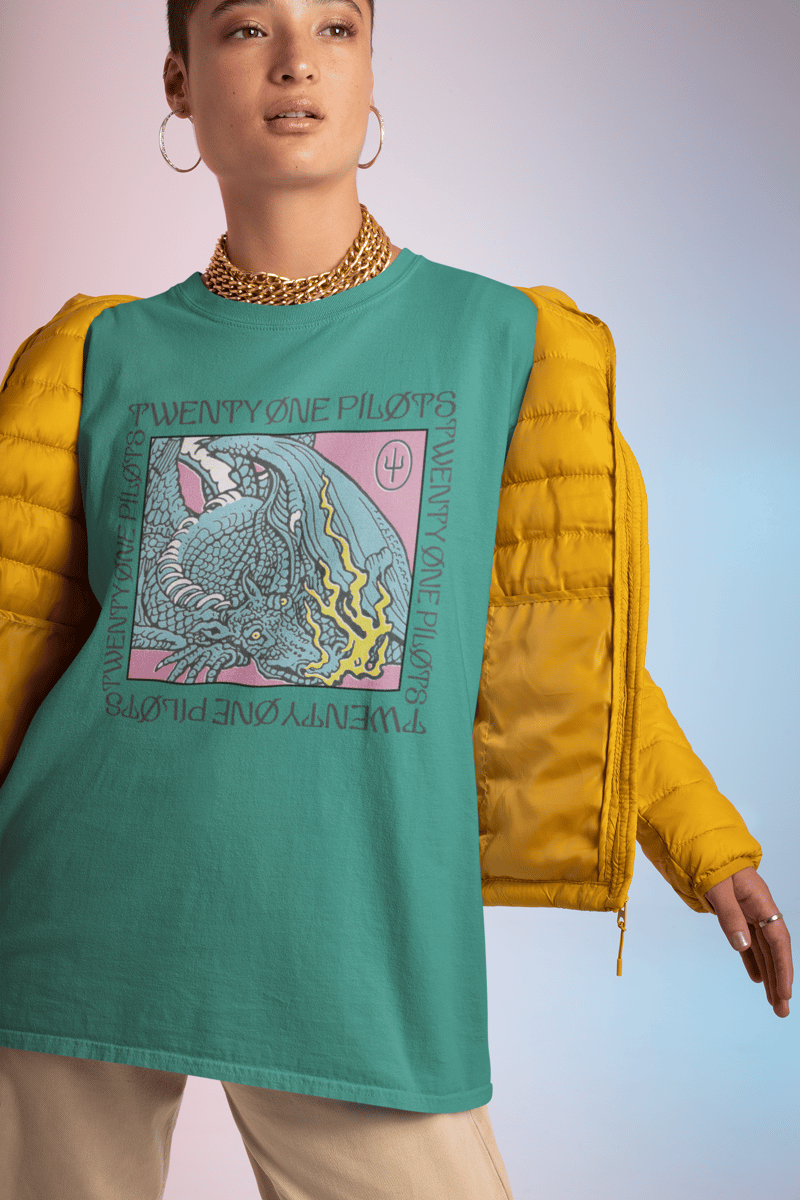 Nome do produto: CAMISA ESTONADA - SCALED AND ICY | TWENTY ONE PILOTS  (escrita preta)