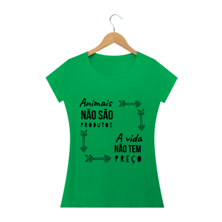Nome do produtoT Shirt Vegana - Animais não são produtos a vida não tem preço