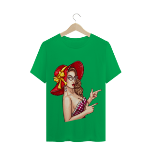 Nome do produtoCamiseta mulher chapéu vermelho 60s