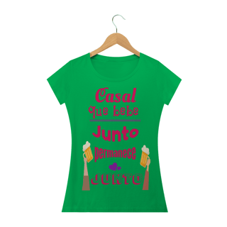 Nome do produto Camiseta Baby Long Quality Estampa Frase Casal que bebe junto permanece junto