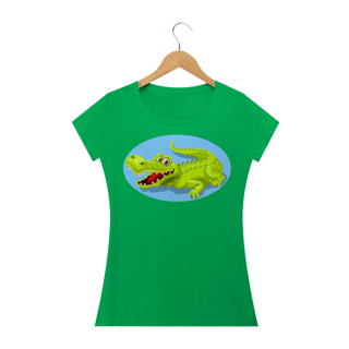 Nome do produto Camiseta Baby Long Feminina Quality Estampa Jacaré Sorrindo