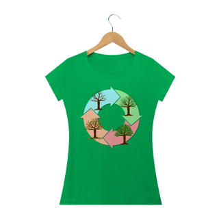 Nome do produto Camiseta Baby Long Quality Feminina Estampa Ciclo de vida das árvores