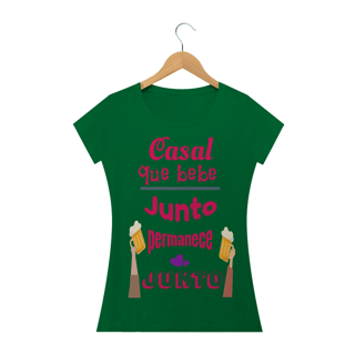Nome do produto Camiseta Baby Long Quality Estampa Frase Casal que bebe junto permanece junto