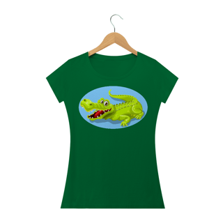 Nome do produto Camiseta Baby Long Feminina Quality Estampa Jacaré Sorrindo