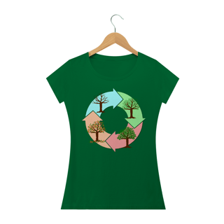 Nome do produto Camiseta Baby Long Quality Feminina Estampa Ciclo de vida das árvores