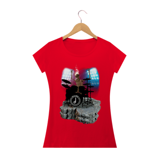 Nome do produtoBaby Look Drummer Skull - branca, vermelha, amarela.