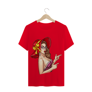 Nome do produtoCamiseta mulher chapéu vermelho 60s