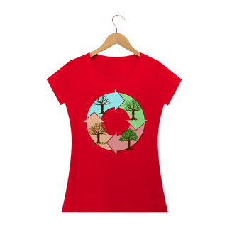 Nome do produto Camiseta Baby Long Quality Feminina Estampa Ciclo de vida das árvores