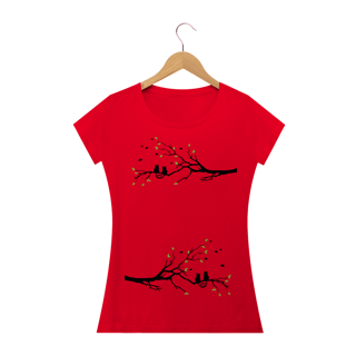 Nome do produto Camiseta Baby Long Quality Estampa Velha de Casal de Gatos no Galho