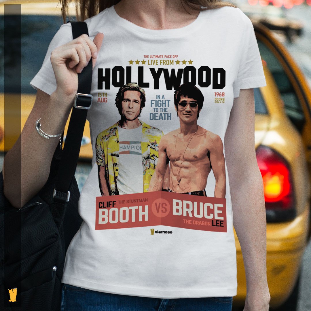Nome do produto: SIAMESE FEMININA CLIFF BOOTH VS BRUCE LEE - BRANCA