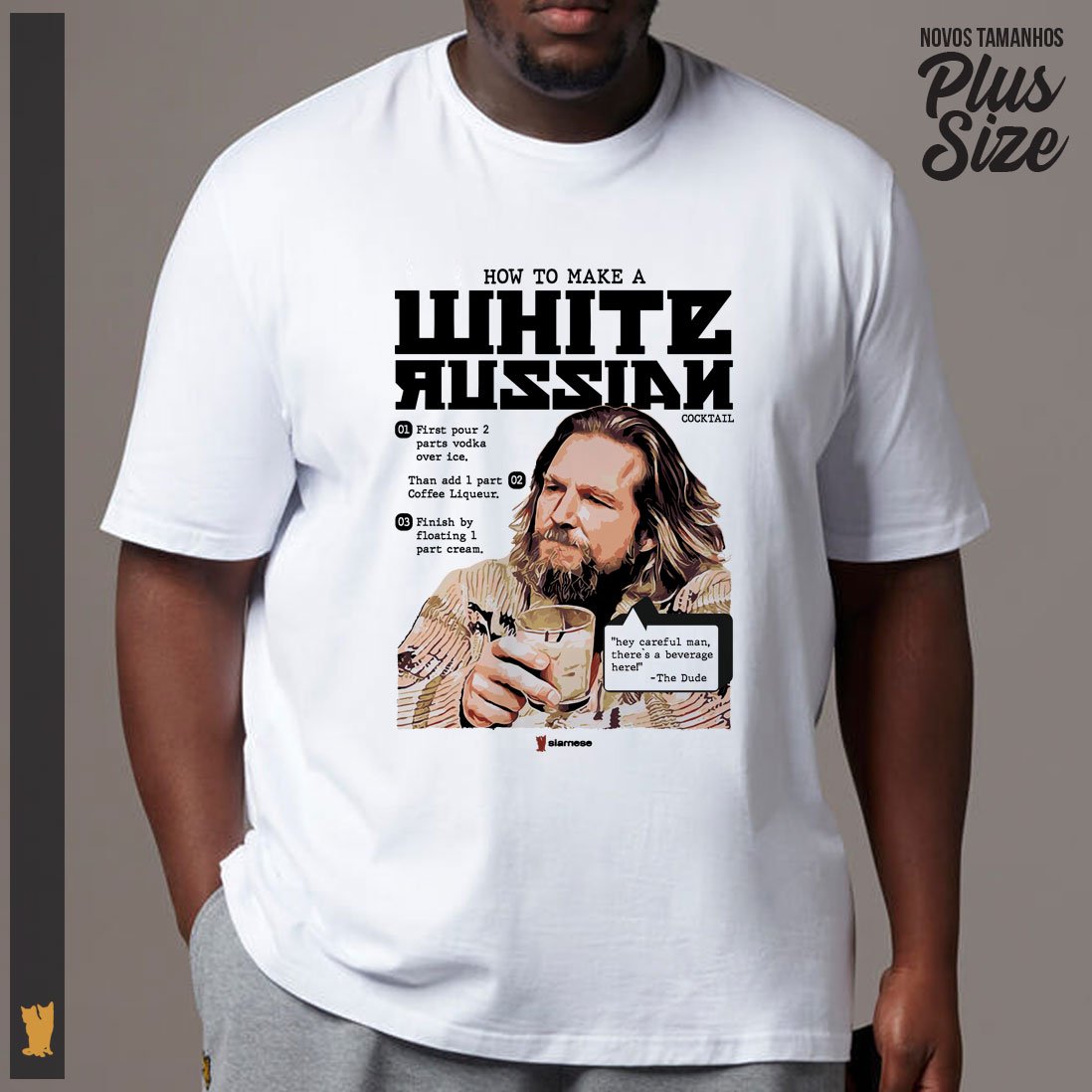 Nome do produto: SIAMESE PLUS SIZE THE DUDE WHITE RUSSIAN