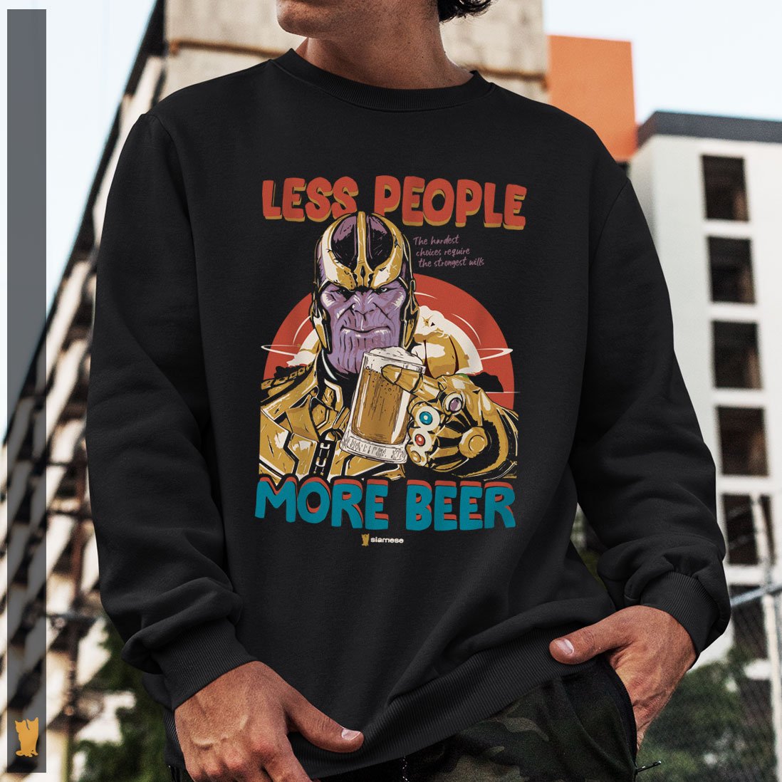 Nome do produto: MOLETOM THANOS LESS PEOPLE MORE BEER