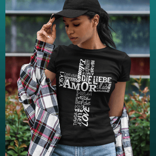 Baby Look Feminina Amor em todas as línguas
