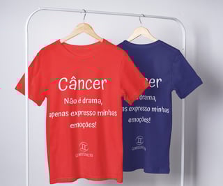 Nome do produto T-shirt Feminina Básica Cores I - Câncer - Coleção Diversas