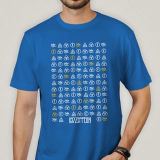 Nome do produto Camiseta Led Zeppelin - Símbolos - Algodão 100% Unissex | Retrolhama