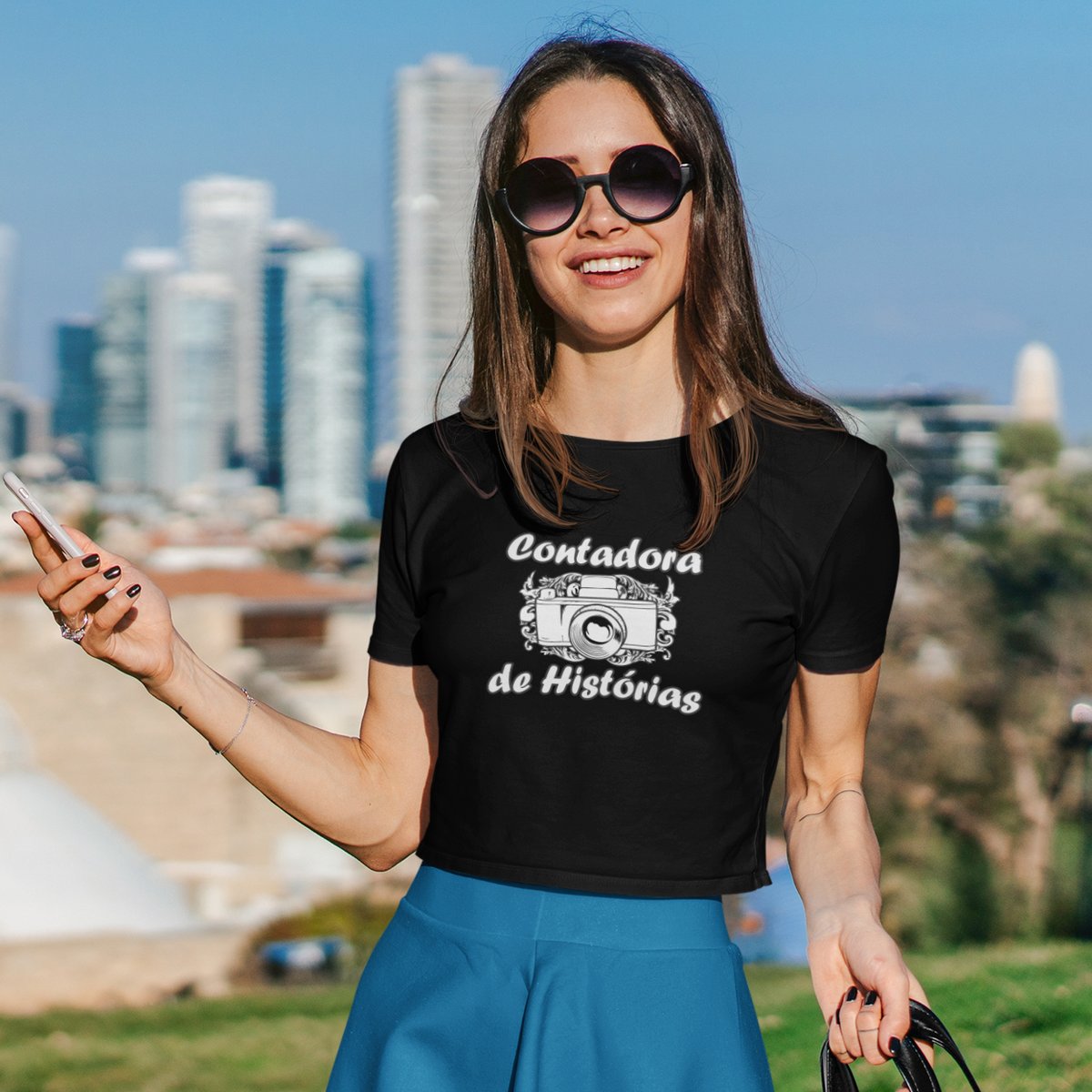 Nome do produto: Camiseta cropped - CONTADORA DE HISTORIAS