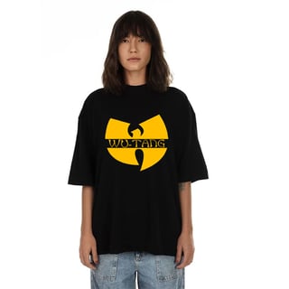 Camiseta de Malha Oversized Wu Tang Clan Logo-Nome Amarelo