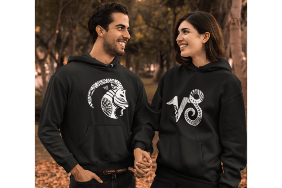 MOLETON PRETO CANGURÚ COM CAPUZ - SIGNO CAPRICÓRNIO SÍMBOLO