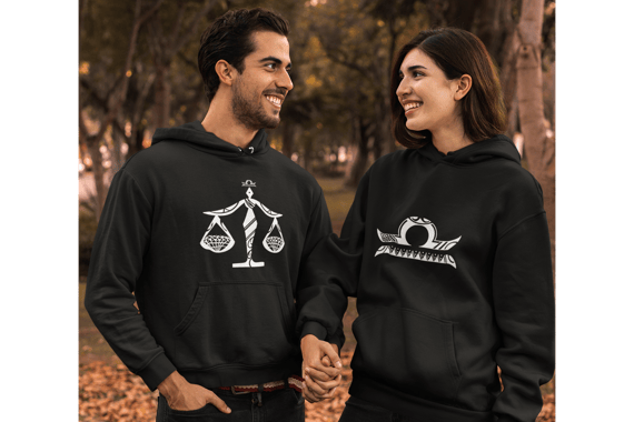 MOLETON PRETO CANGURÚ COM CAPUZ - SIGNO LIBRA SÍMBOLO