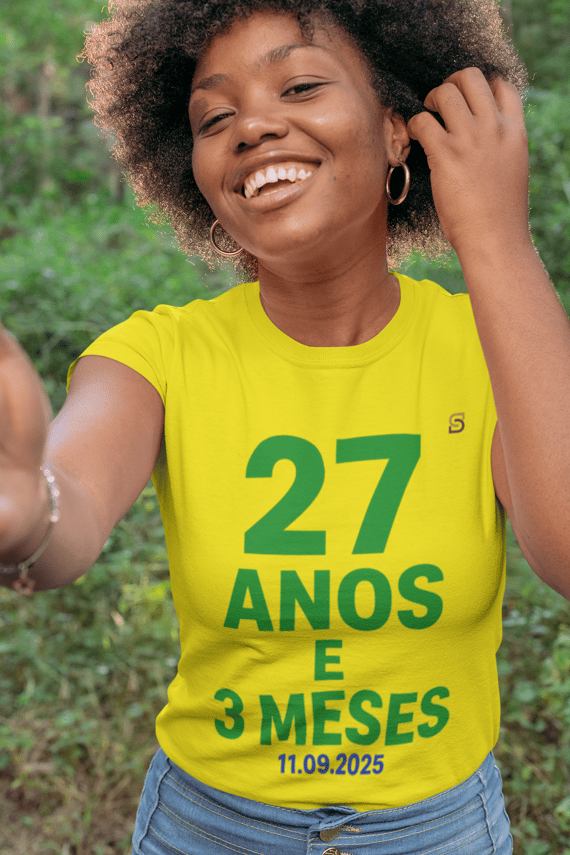 T-shirt Baby Look  27 ANOS E 3 MESES