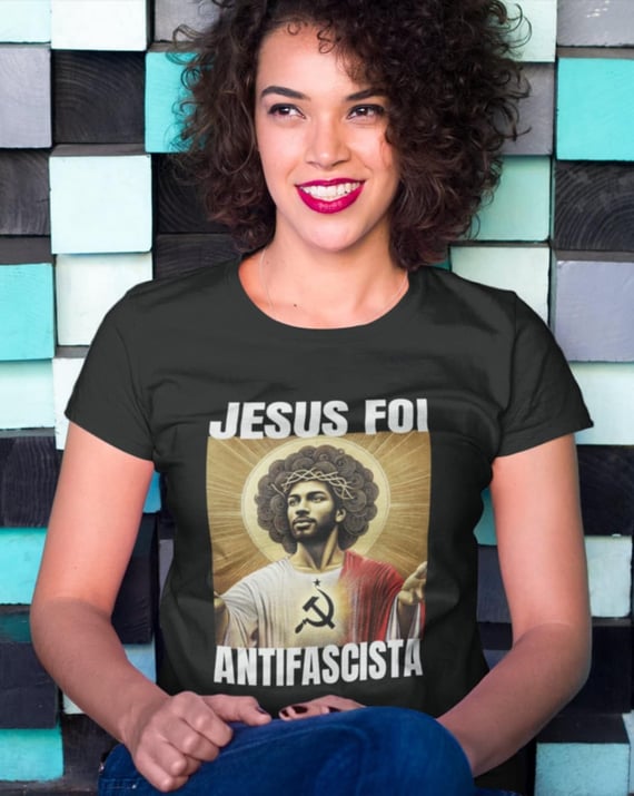 T-shirt Baby Look Jesus Antifascista