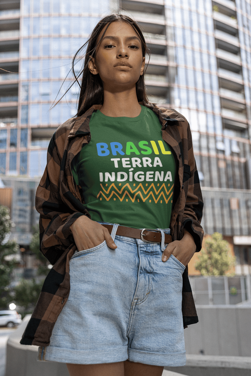 Nome do produto: T-shirt Baby Look BRASIL TERRA INDÍGENA