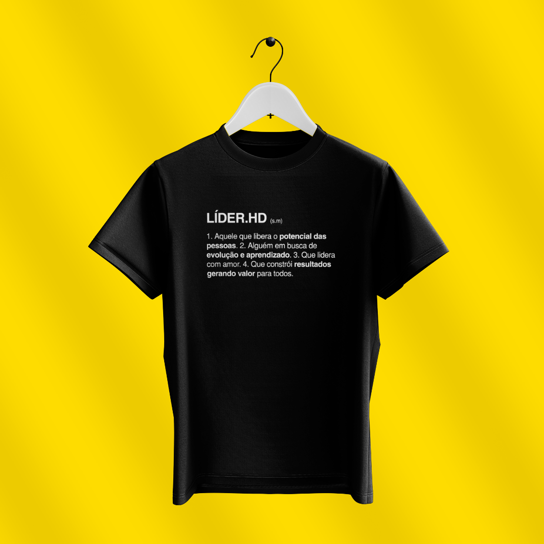 Camiseta preta - LÍDER.HD, significado