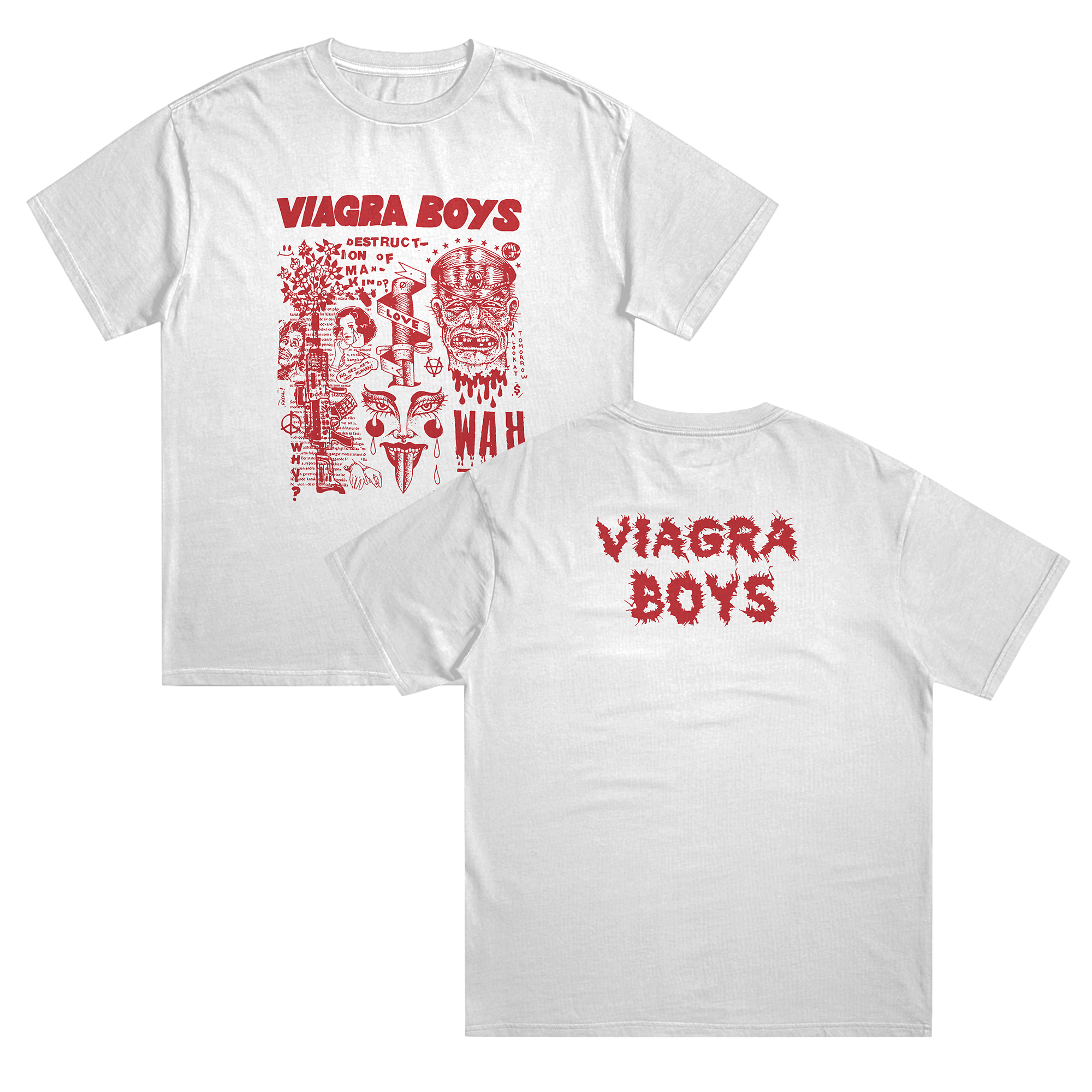 VIAGRA BOYS - CAMISETA - FRENTE E COSTAS - BRANCA E PRETA