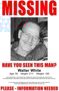 Camiseta Walter White Missing - Breaking Bad