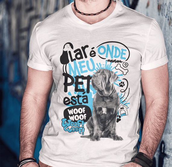 Camisa Tecido Unissex - Lar de Pet - Mastim Napolitano