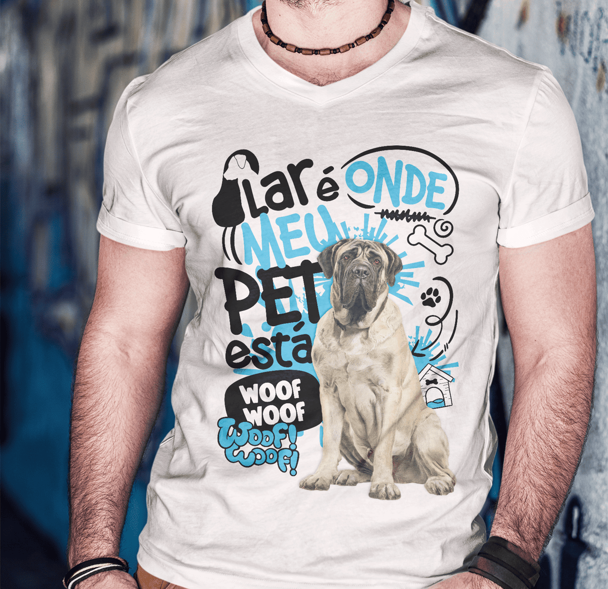 Nome do produto: Camisa Tecido Unissex - Lar de Pet - Mastiff Inglês