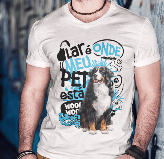 Camisa Tecido Unissex - Lar de Pet - Bernese