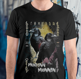 Camisa Tecido - ( Quality ) - Norse Mythology - Corvos