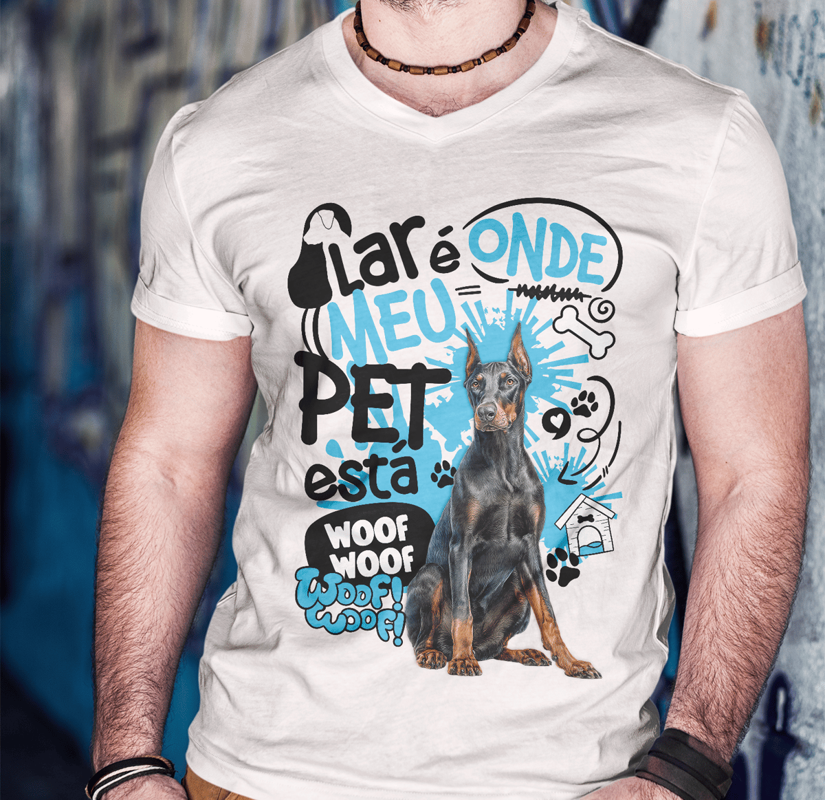 Nome do produto: Camisa Tecido Unissex - Lar de Pet - Doberman
