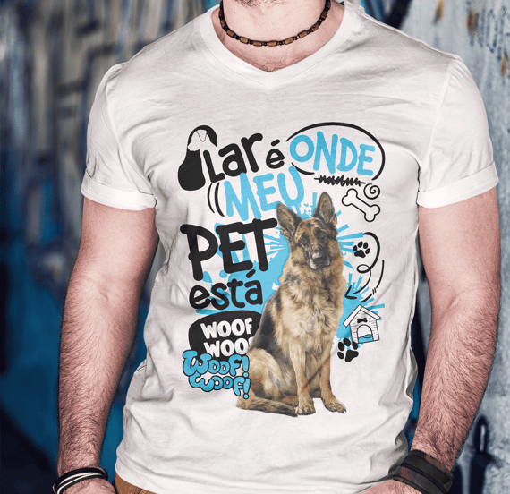 Camisa Tecido Unissex - Lar de Pet - Pastor Alemão