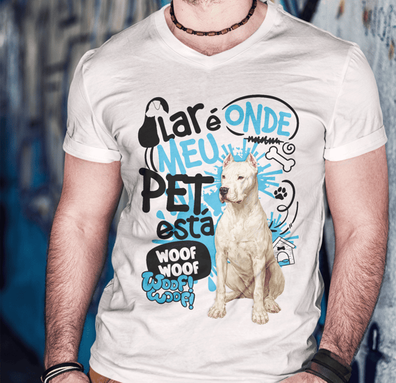 Camisa Tecido Unissex - Lar de Pet - Dogo Argentino
