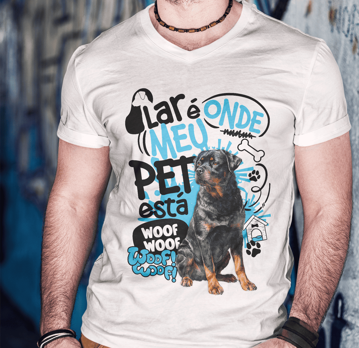 Nome do produto: Camisa Tecido Unissex - Lar de Pet - Rottweiler