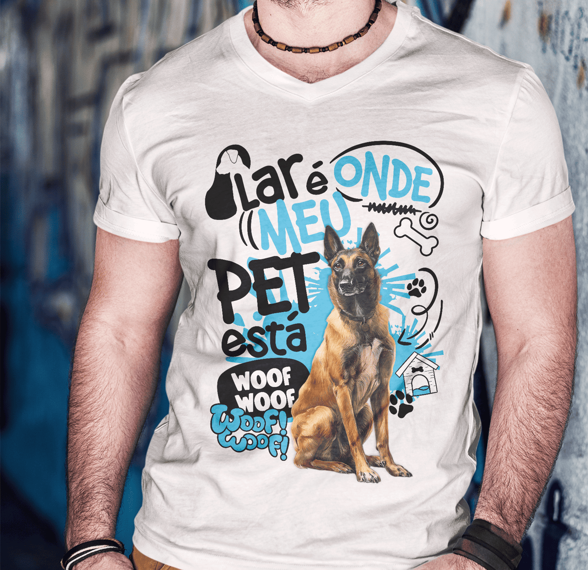 Nome do produto: Camisa Tecido Unissex - Lar de Pet - Pastor Belga Malinois